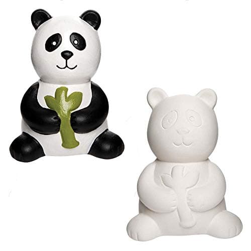 Image of Baker Ross AX848 Panda Ceramic Coin Banks, White,black,4.7 x 4.1 x 3.3inches