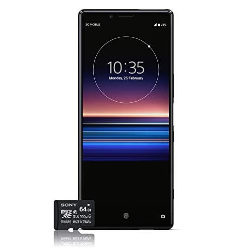 Image of Sony Xperia 1 SIM Free Unlocked UK Smartphone, 6.5inch 4K HDR OLED Screen, 128GB Memory, 6GB RAM, Android 9.0 - Supplied with 64 GB Memory Card – Black [Amazon Exclusive]