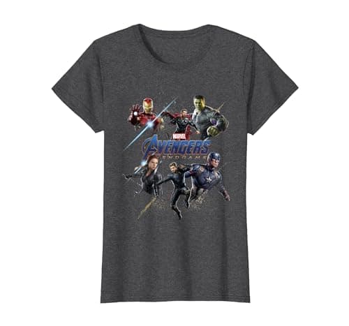 Image of Marvel Avengers Endgame Heroes Logo T-Shirt, Women, Dark Heather Grey, 3X-Large