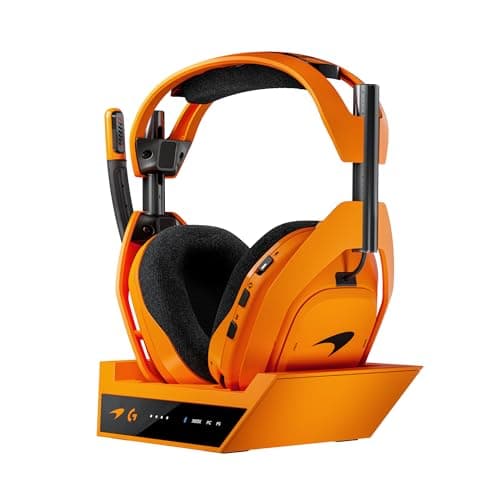 Image of Logitech G Astro A50 X LIGHTSPEED Wireless Gaming Headset McLaren Edition + Base Station, PRO-G GRAPHENE, PLAYSYNC across Xbox Series X|S + PS5 + PC/mac, Bluetooth, HDMI 2.1 Passthru - Papaya