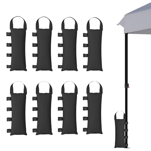 Image of Outsunny 8 Pack Gazebo Sand Weights Bags, 40 kg 600D Heavy Duty Sand Bags Sandbags for Canopy Tent Legs, Without Sand, Black