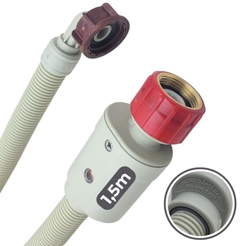 Image of Lichtblau Aquastop Hose I 1.5 m I Washing Machine Safety Inlet Hose 2995 I with Metal Thread I 3/4 Inch for Washing Machine and Dishwasher Universal Inlet Hose Aquastop Water Stop