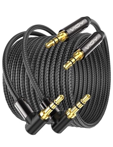 Image of VIOY Aux Cord 2M+2M, 3.5 mm Audio Cable Right Angle- Male to Male Headphone Auxiliary Stereo Jack Cable 90 Degree for Car Compatible with Headphone, Car Stereo, Speaker, Echo & More