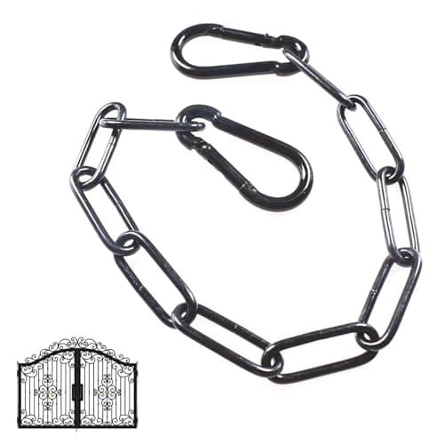 Image of Black Chain,Security Chain,GateChain,60cm/23.6 inch Chains Lock,Heavy Duty Stainless SteelChain with 2 Detachable Carabiners,Black Metal GateChain for Outdoor Fence, Cage, Gate Security Lock