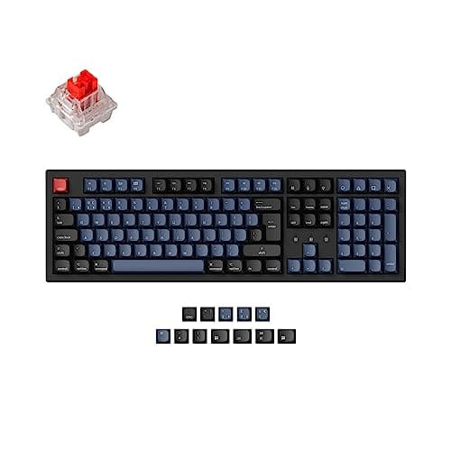 Image of Keychron K10 Pro QMK/VIA Custom Wireless Mechanical Keyboard, Hot-swappable ISO UK Layout Full Size 108 Keys Programmable RGB Backlit Red Switch, Bluetooth/USB-C Wired for Mac Windows Linux