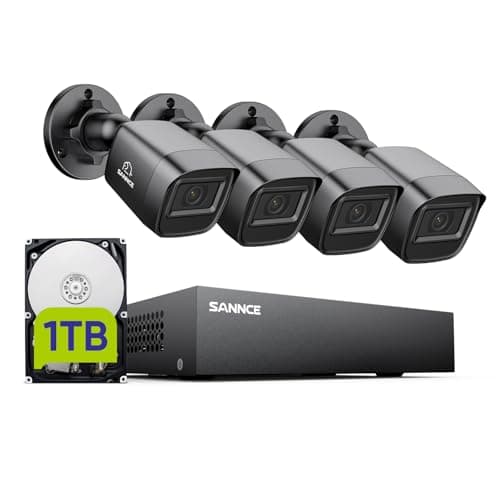Image of SANNCE 8 Channel 1080P Outdoor CCTV Camera System, 4pcs 1080P Weatherproof Home Security Camera, Motion Detection, Email &APP Alert, P2P, Live Viewing Kits 1TB Hard Drive (4 Cameras+DVR+1TB HDD)