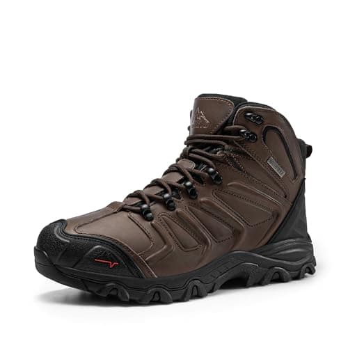 Image of NORTIV 8 Men's Ankle High Waterproof Boots Hiking Boots Men Walking Boots Mens Backpacking Trekking&Hiking Footwear,Size 11,Dark Brown,160448_M-L