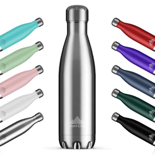 Image of Mont-Clair H2O Stainless Steel Water Bottle, Vacuum Insulated - BPA Free, 12h Hot & 24h Cold Drinks, Metal Water Bottle 750ML Leakproof, Ideal for Adult, Kids, Running - Silver