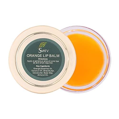 Image of SVATV Orange Flavored Lip Balm. With Natural Ingredients - Shea Butter Beeswax & Coconut oil to Nourished Repair Dry or Chapped Lips, Best moisturizing lip balm for Men & Women 15ml