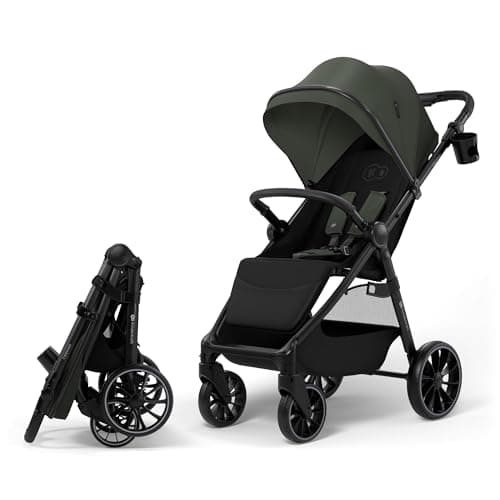 Image of Kinderkraft Grande 2 Stroller, Baby Pushchair, up to 22kg, Click&FOLD, Large Shock-Absorbing Wheels, Adjustable, Spacious Seat, Lightweight, Green