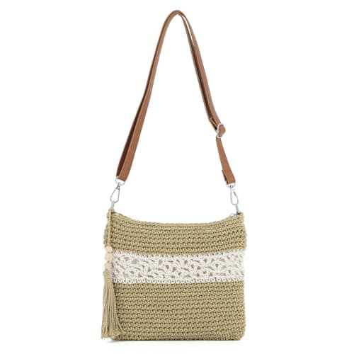 Image of SUKUTU Women’s Handwoven Crossbody Purse Summer Beach Straw Messenger Bag Woven Cotton Handmade Shoulder Handbag