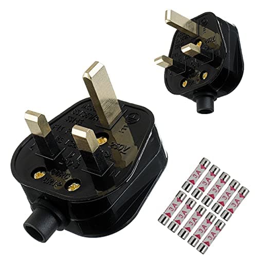 Image of HUAREW 3A Fused Mains Plug With Cord Grip For UK Fuses Black ( Pack of 2 pcs )