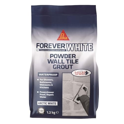 Image of Sika Forever White Powder Wall Tile Grout – Water Resistant – Contains Mould Shield – Suitable for Interior Use Only – Arctic White – 1.2kg