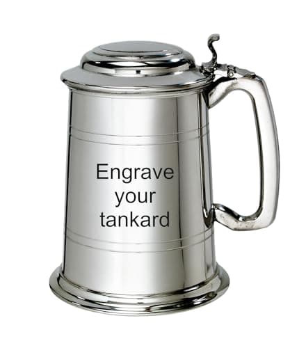Image of Wentworth Pewter – Lidded 1 Pint Pewter Tankard – Classic British Beer Mug with Hinged Lid – a Gift for Birthday, Wedding, Anniversary or Father’s Day – Engraving Available (with Engraving)