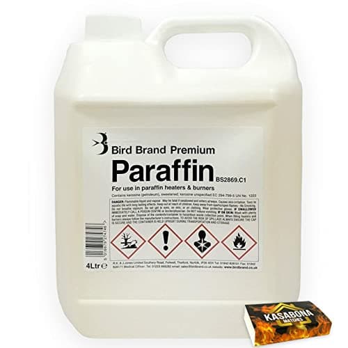 Image of Bird Brand Premium Grade Paraffin 4L x 4 – Paraffin Oil for Greenhouse Garden Heater Oil Burner Lamps Torches with KasaBona Safety Matches - 4L (4)