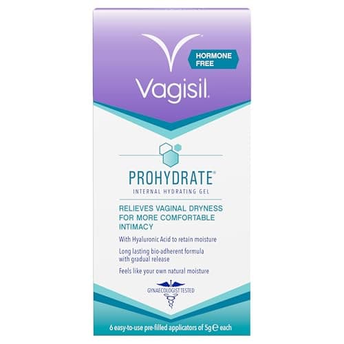 Image of VAGISIL ProHydrate Internal Hydrating Gel, Relieves Vaginal Dryness for More Comfortable Intimacy with Hyaluronic Acid to Hydrate and Retain Moisture, Hormone Free, 6 x 5 g Applicators