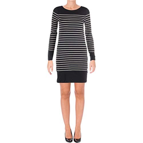 Image of French Connection Womens Tim Tim Stripe Long Sleeve Dress Long Sleeve Casual Dress - Blue - 6