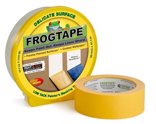 Image of Frog Tape Yellow Delicate Surface Painters Masking Tape 36mm x 41.1m. Indoor painting and decorating for sharp lines and no paint bleed