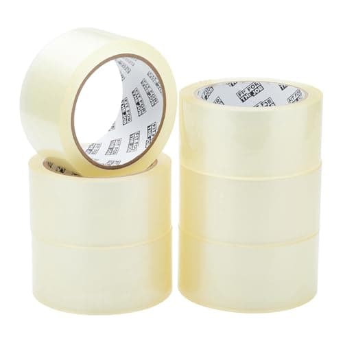 Image of Fit For The Job Parcel Tape - Heavy-Duty Clear Tape for Packing Boxes, 48mm x 66m, 6 Rolls - Low Noise General Purpose Packing, Secure Sticky Seal, Perfect for Moving House