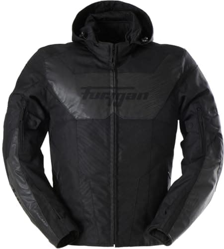 Image of Furygan Men's SHARD motorcycle jacket - Advanced shoulder and elbow protection - Removable hood or attached back - Removable thermal lining - Adjustable sleeve - Different sizes