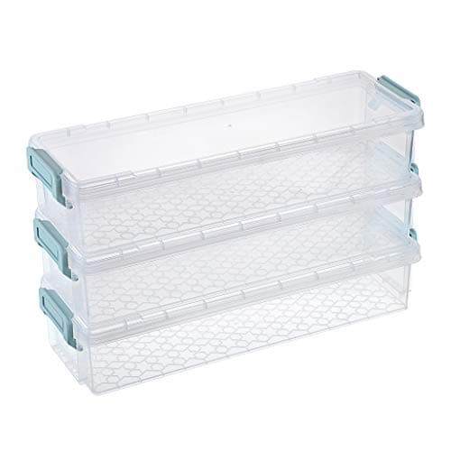 Image of SUMTree 3 Pack Clear Storage Containers rectangular transparent Storage boxes Home Utility Boxes with Grey Clip 1.5L (Blue)