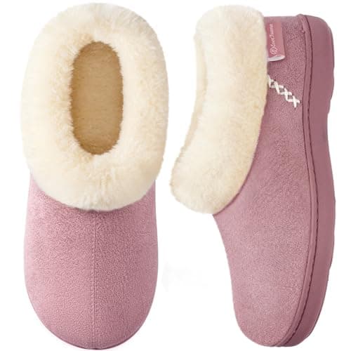 Image of EverFoams Women's Microsuede Fuzzy Plush Lined Slippers with Cosy Memory Foam Pink, Size 5-6 UK