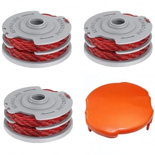 Image of 3 PCS Strimmer Spool Line Compatible with Flymo,Double Autofeed Spool ØΦ1.5mm(0.05 in)Strimmer Spool+1 FLY060 Spool Cover,Replace of FLY021,Compatible with Flymo Power/Mini/Trim Grass Trimmer