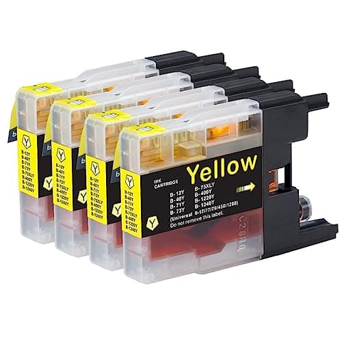 Image of Go Inks 4 Yellow Ink Cartridges to replace Brother LC1240Y Compatible/non-OEM for Brother DCP and MFC Printers, Standard Capacity