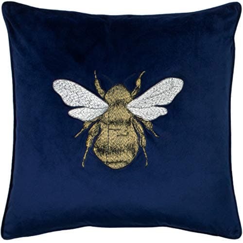 Image of Paoletti Hortus Feather Filled Cushion, Navy, 50 x 50cm