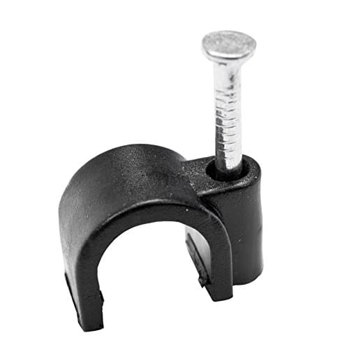 Image of Zexum 3550 Round PVC Plastic Nail-in Cable Wire Clips 100 Pack, Black, 5 mm