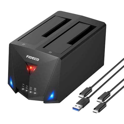Image of FIDECO Hard Drive Docking Station, USB 3.2 Gen 1 Hard Drive Reader for 2.5 and 3.5 inch SATA HDD SSD, Dual Bay Hard Drive Dock with Type C Port, Support Offline Clone
