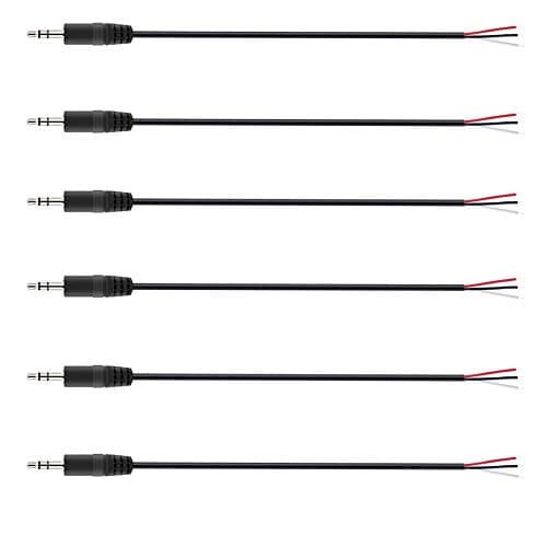 Image of winwill 6Pcs 2.5mm Male Plug to Bare Wire Open End TRS 3 Pole Stereo Plug Jack Connector 2.5mm Audio Cable for Headphone Earphone Replacement Cable Repair