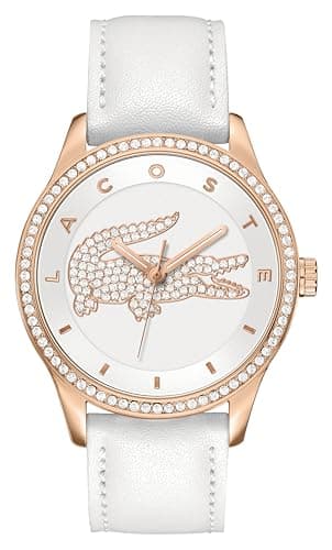 Image of Lacoste Analogue Quartz Watch for Women VICTORIA Collection with White Leather Strap - 2000821