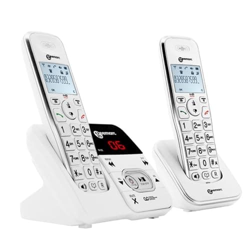 Image of Geemarc Amplidect 295 Twin for Low to Medium Hearing Loss People, Cordless DECT Phone and Additional Handset with Answer Machine, Big Buttons for the Elderly, Hearing Aid Compatible - UK Version