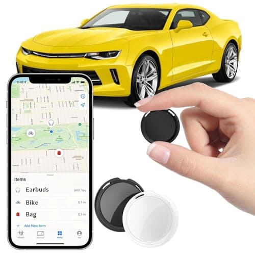Image of 2 Pack Mini GPS Tracker for Car Work with Find My (iOS Only) Real Time Bluetooth Worldwide Coverage Tracking Device Hidden for Cats Truck Motorcycle No Subscription o rMonthly Fee No SIM Card Required