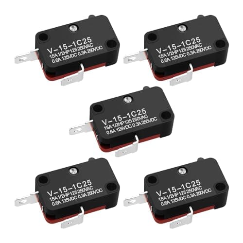 Image of EMSea Pack of 5 V-15-1C25 Micro Limit Switch 2-Pin Momentary Button Switch SPDT Quick Micro Switch Suitable for Electrical and Electronic Devices