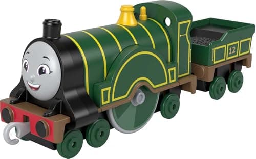 Image of Thomas & Friends Emily Engine, toy train, die-cast metal push-along toy for preschool kids ages 3 years and up, HHN53