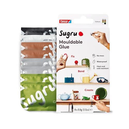 Image of Sugru by tesa - Mouldable Multi-Purpose Glue for Creative Fixing and Making, Black, White, Green, Brown and Gray, 8-Pack