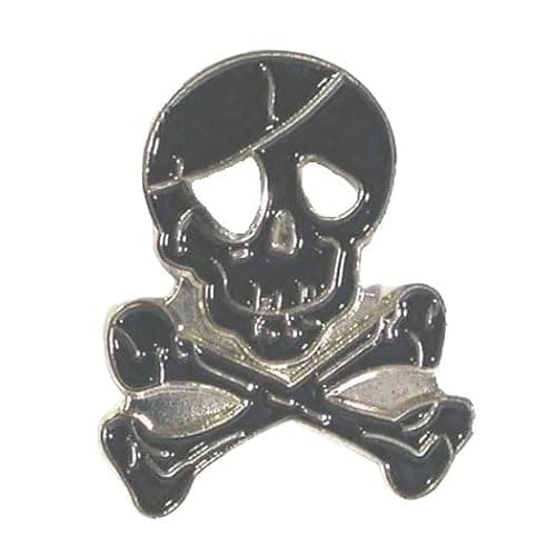 Image of Halloween Metal Enamel Pin Badge Lapel Brooch (Black Skull Crossbones Pin Badge)