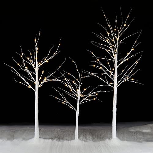 Image of Taylor & Brown 6FT White Birch Tree With 96 Warm White LED Lights Mains Powered Pre-Lit Christmas Twig Home Party Wedding Decoration Ornament Festive Trees