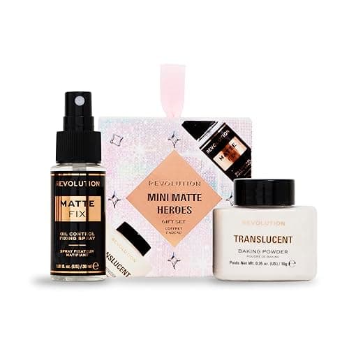 Image of Revolution Beauty Mini Matte Heroes Makeup Gift Set, Mini Kit of Matte Fixing Spray & Translucent Baking Powder, Vegan & Cruelty-Free