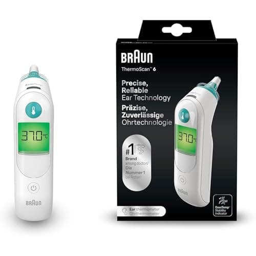 Image of Braun ThermoScan 6 Ear thermometer - Colour-coded Digital Display - ExacTemp Stability Indicator - Baby and infant friendly- #1 Brand among doctors-Packaging may vary