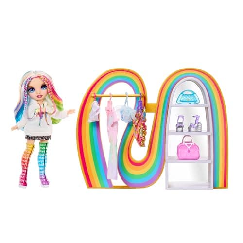 Image of Rainbow High Amaya’s Rainbow Closet Playset - with Exclusive Rainbow Doll, Fashion, Shoes, Purses, Hangers, Clothes Rack, Shelves, Fun Present for Kids 4+