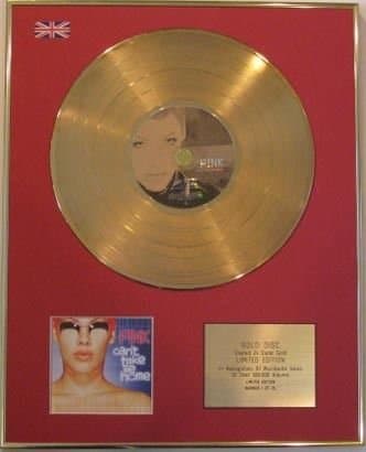 Image of PINK- Ltd Edt CD 24 Carat Gold Coated Disc - CANT TAKE ME HOME