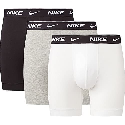 Image of Nike Mens Everyday Cotton Stretch Boxer Briefs, White/Grey Heather/Black, M EU