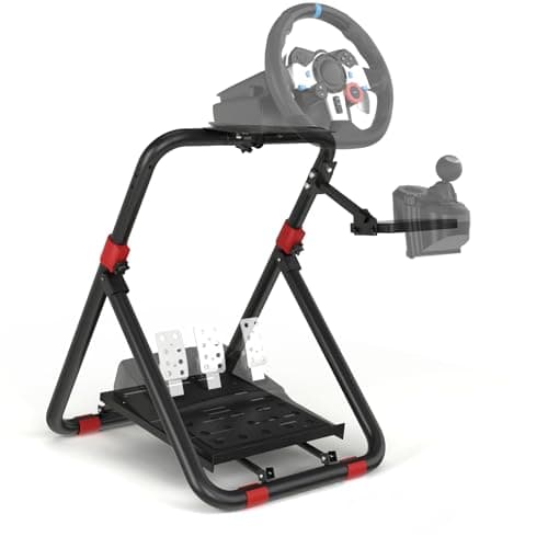 Image of Steering Wheel Stand for Logitech G29 G920 G923 RS50-Foldable & Adjustable Racing Wheel Stand with Pedal Support for Thrustmaster T248 T300RS TX T598, Ideal for PS5, Xbox and PC Sim Racing