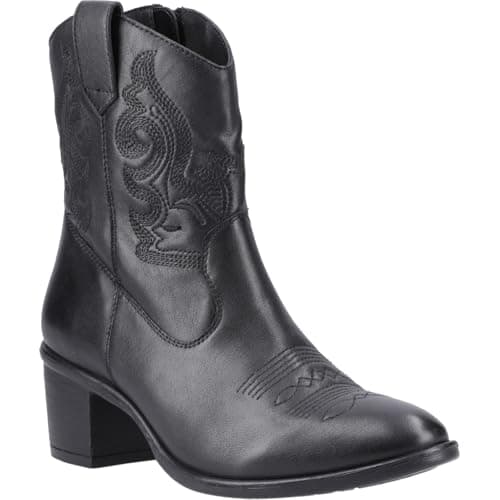 Image of Hush Puppies Wynn Leather Women's Black Heeled Ankle Boots - UK 7