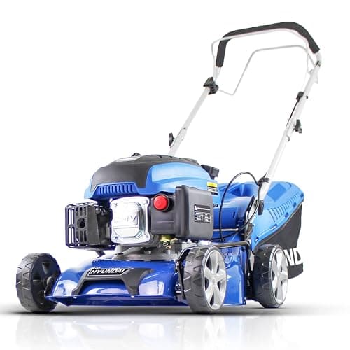 Image of Hyundai 17" (42cm) Petrol Self-Propelled Lawnmower – 139cc 4-Stroke Engine, Recoil Pull Start, 5 Cutting Heights, 45L Grass Collector, Foldable Handles for Compact Storage