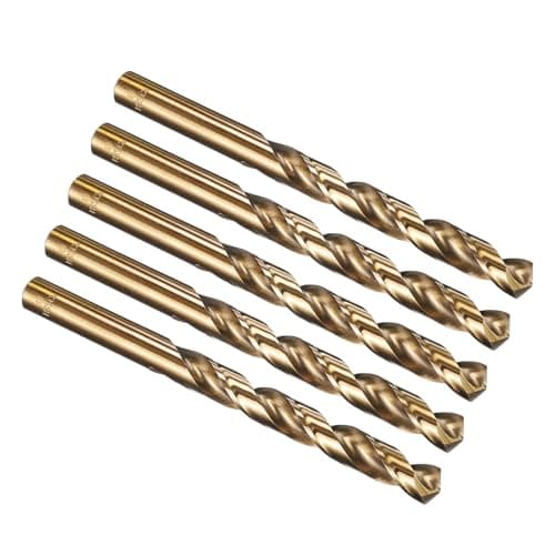 Image of PATIKIL 11mm Drill Bit, M35 Cobalt 5% High-Speed Steel Jobber Straight Shank 135° Gold Finish for Stainless Steel Hard Metal - 5 Pack