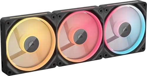 Image of Corsair iCUE LINK LX120-R RGB 120mm PWM Reverse Fans – Triple Fan Kit – Low-Noise, Magnetic Dome Bearing, Dual Light Loops, QuikTurn™ Screws, Zero RPM Mode – Black